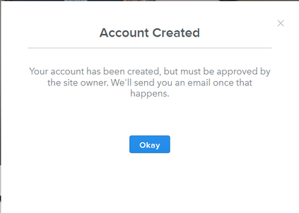 Screenshot showing message to confirm account created
